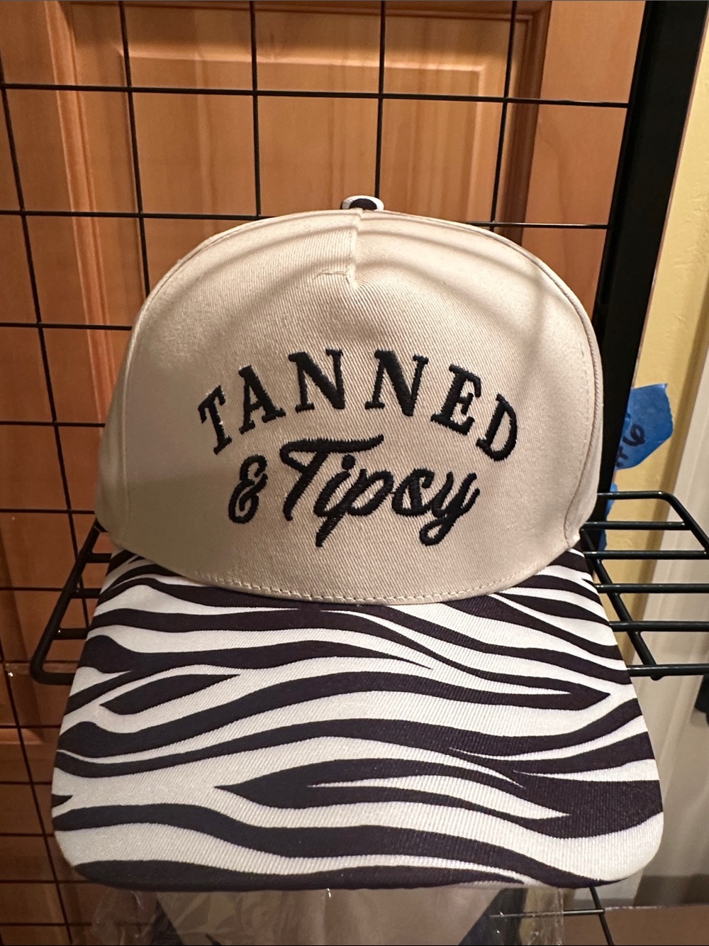 Source Unknown Beige & Black 'Tanned & Tipsy' Zebra Brim Snapback Hat